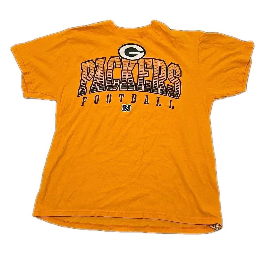 Vtg 90s Green Bay Packers T Shirt Mens XL Image Wear Yellow Retro NFL Tee USA Ma